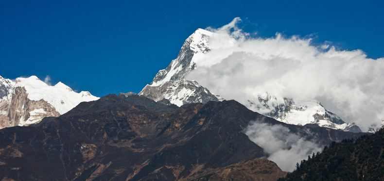 Prachtig uitzicht op het Annapurna gebergte